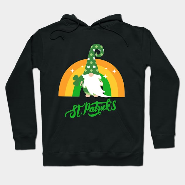 Happy St. Patrick's Day! Celebrate with Leprechaun against a rainbow in the color of the Irish flag! Hoodie by UnCoverDesign